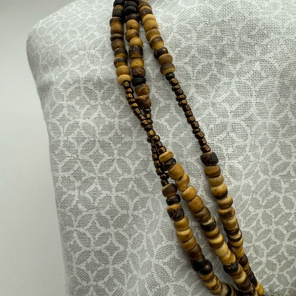 498-PTT Avon Brown Bead Necklace with Tiger Eye Color Setting Slide PreLoved - Picture 4 of 9
